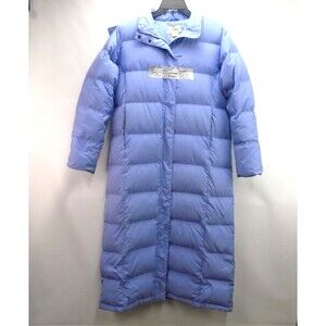 L.L. Bean Women’s Size L Goose Down Hooded Puffer Parka Jacket Coat Blue Long